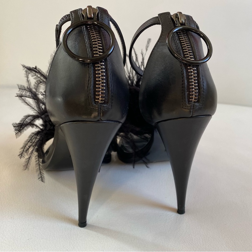 GIVENCHY Runaway Black Feathers Ankle Straps Heel sandals SZ 6/36 - Picture 8 of 13